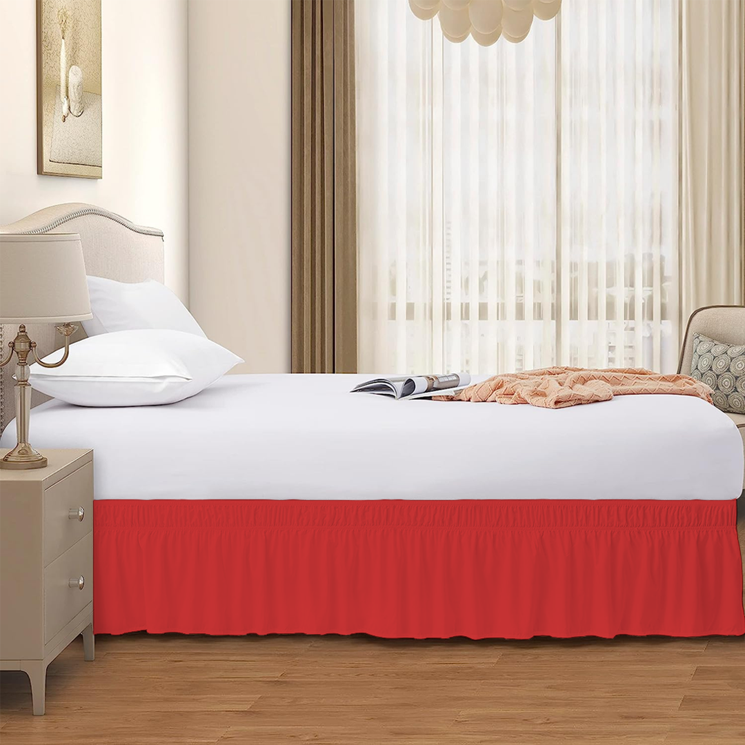 Red Wrap Around Bed Skirt Solid Comfy Sateen