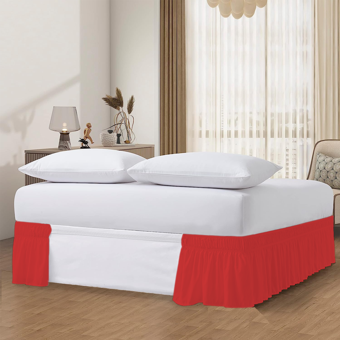 Red Wrap Around Bed Skirt Solid Comfy Sateen