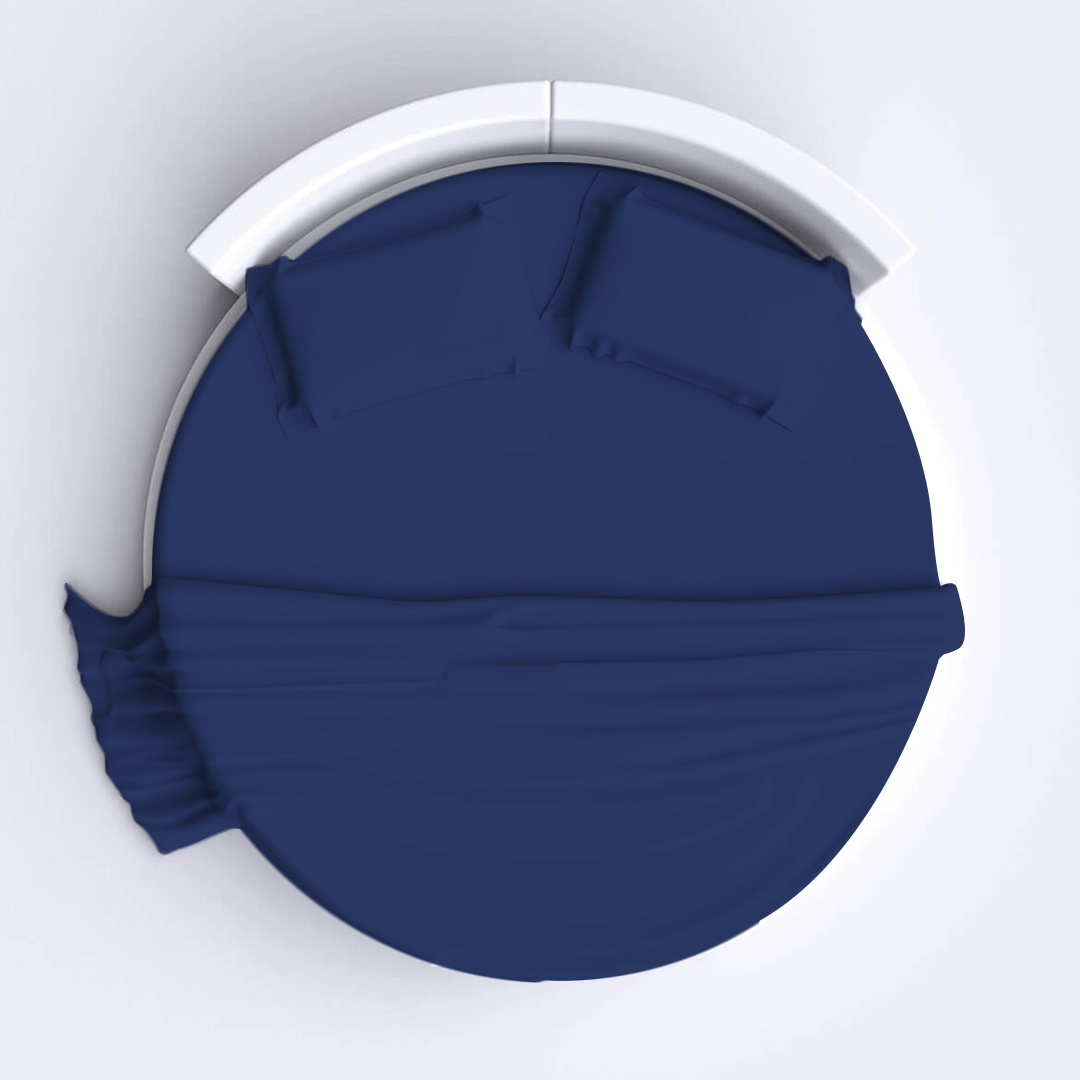 Royal Blue Round Bed Sheets Set comfy Solid Sateen