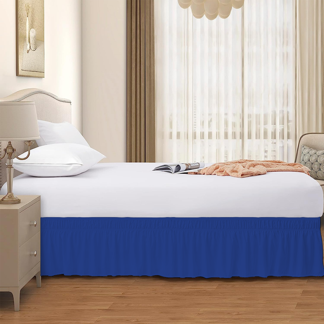 Royal Blue Wrap Around Bed Skirt Solid Comfy Sateen