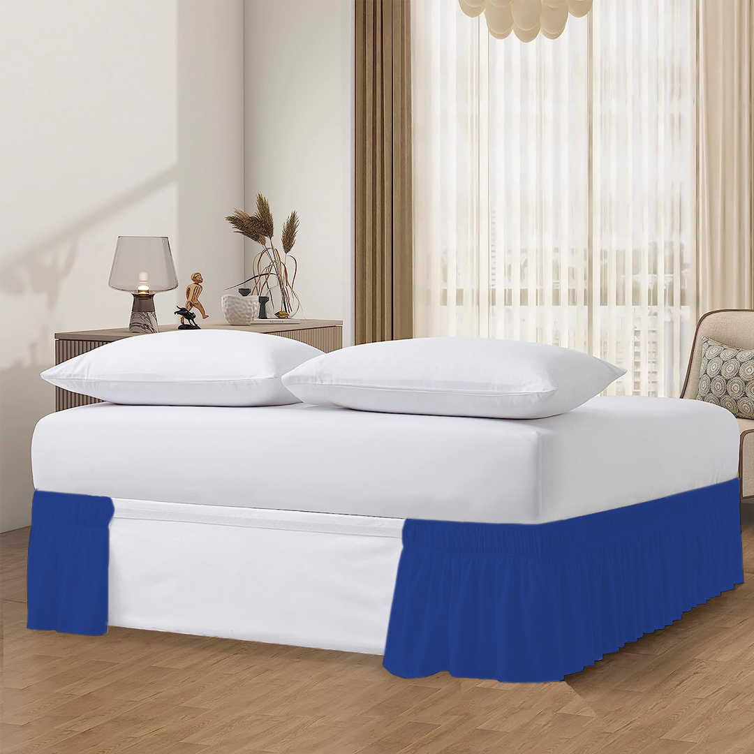 Royal Blue Wrap Around Bed Skirt Solid Comfy Sateen