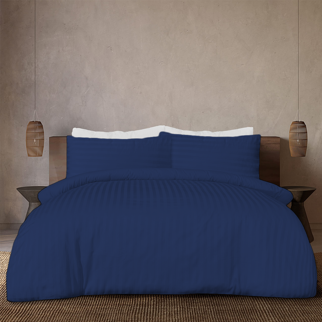 Royal Blue Blue Stripe Duvet Cover Set Comfy Sateen