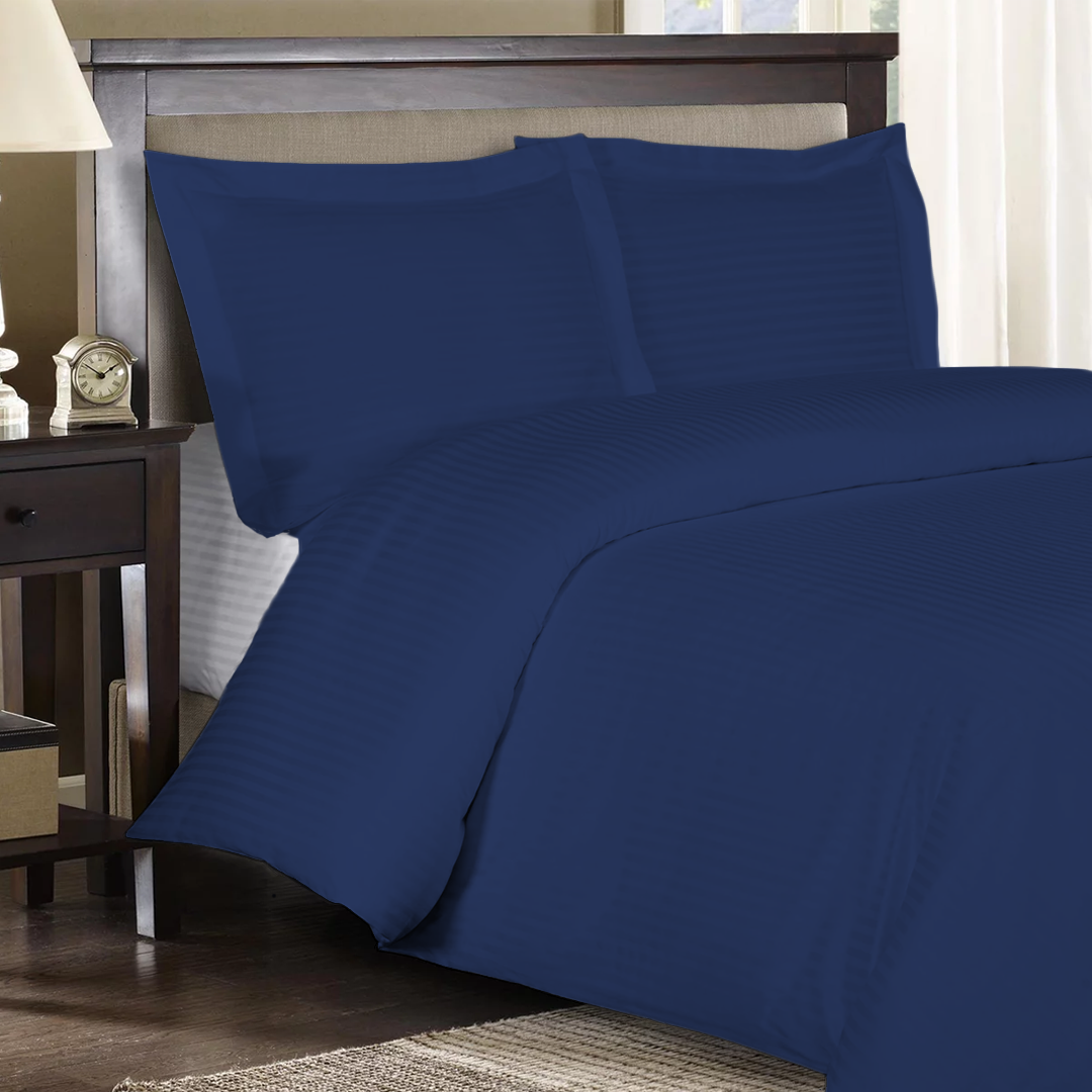 Royal Blue Blue Stripe Duvet Cover Set Comfy Sateen