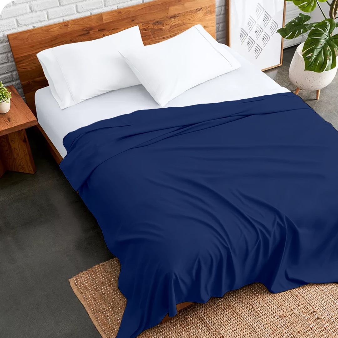 Royal Blue Flat Sheet Solid Comfy Sateen