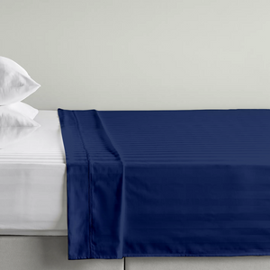 Royal Blue Striped Flat Sheet Comfy Sateen