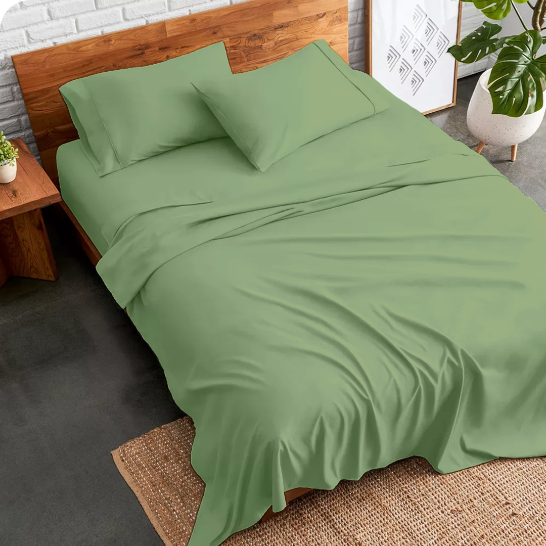 Sage Green Sheet Set Bliss Solid Sateen