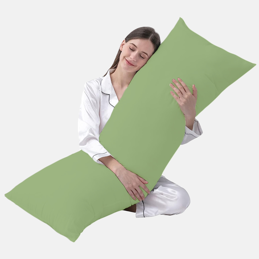 Sage Green Body Pillow Cover Solid Bliss Sateen