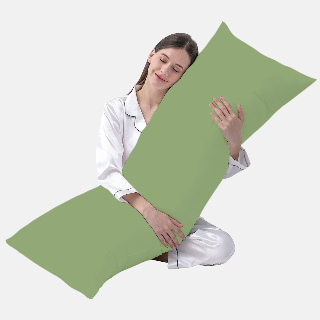 Sage Body Pillow Cover Solid Comfy Sateen