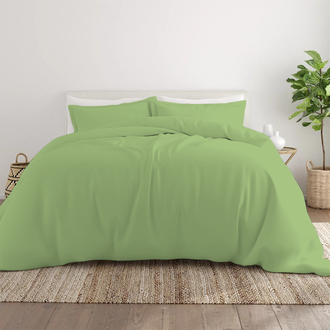 Sage Duvet Cover Set Solid Comfy Sateen