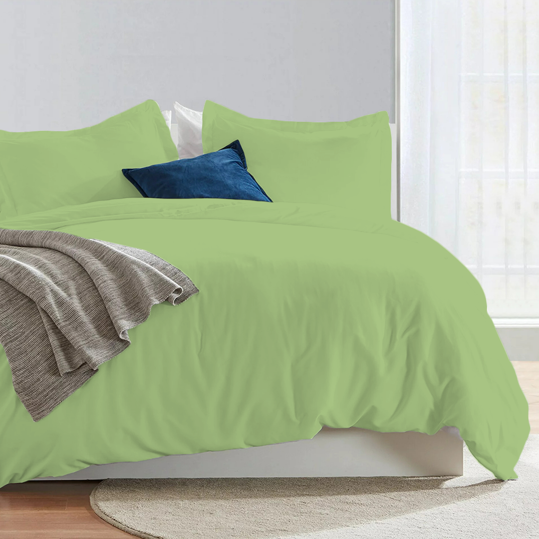 Sage Duvet Cover Set Solid Comfy Sateen