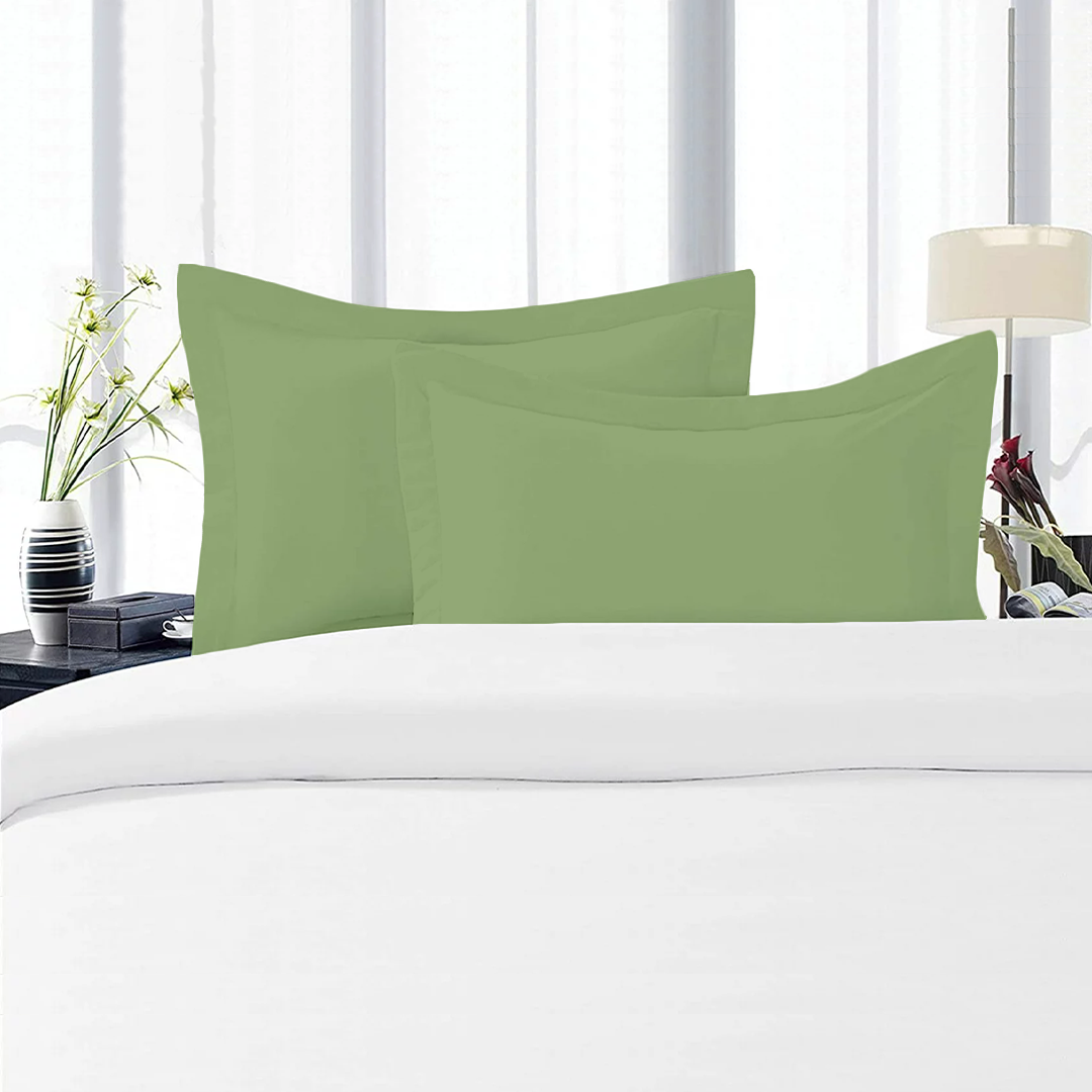 Sage Pillow Shams Solid Comfy Sateen