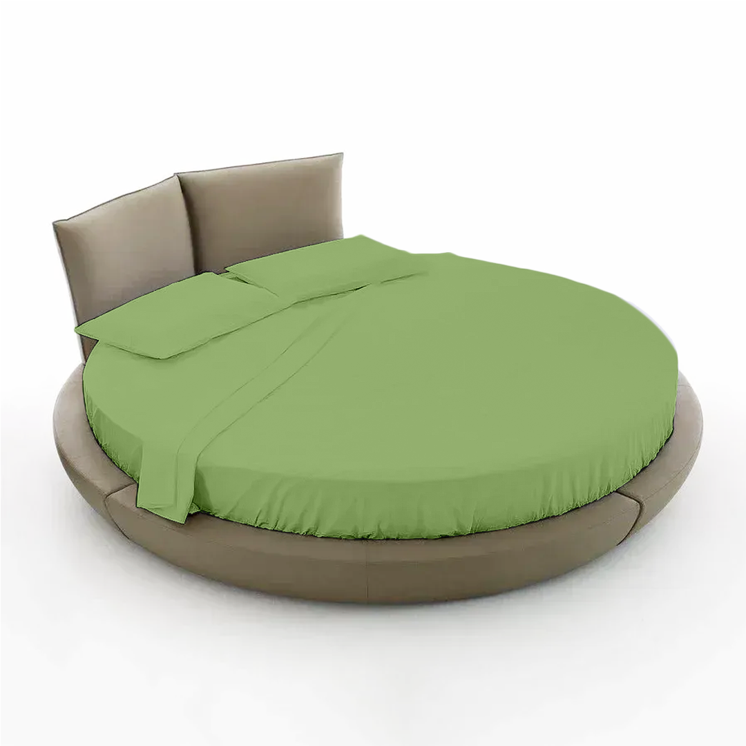 Sage Round Bed Sheets Set comfy Solid Sateen