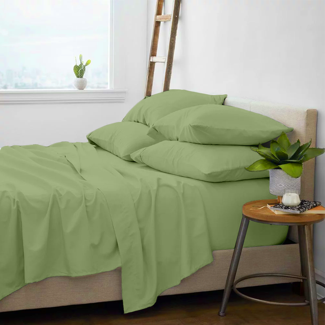 Sage Sheet Set with Extra Pillowcase Solid Bliss Sateen