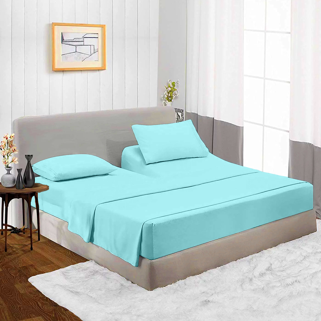 Light Blue Top Split Sheet Set 34 Inches Solid Bliss