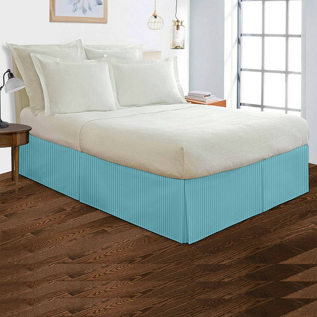 Light Blue Stripe Bed Skirt (Comfy - 300TC)