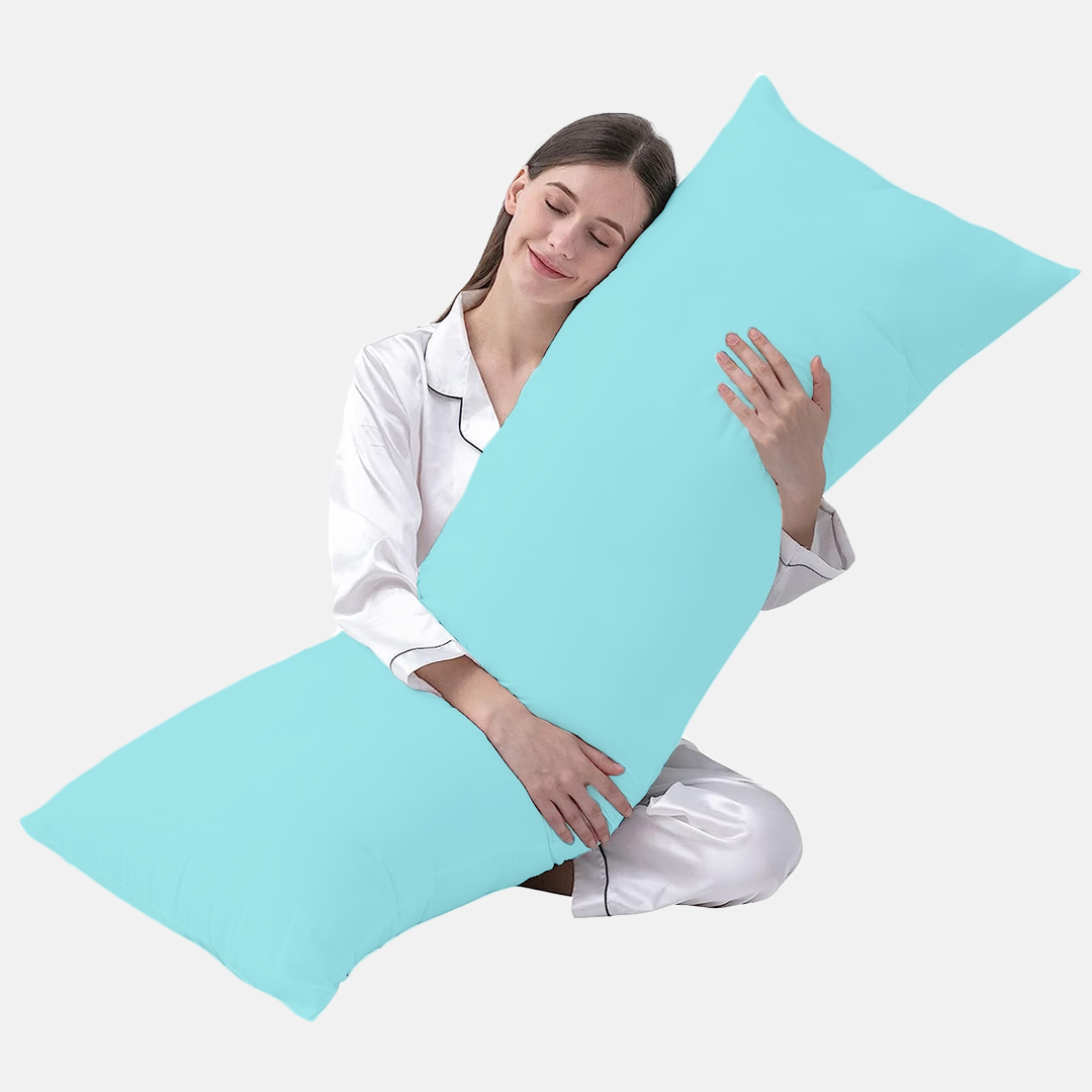 Light Blue Body Pillowcase Solid Bliss Sateen