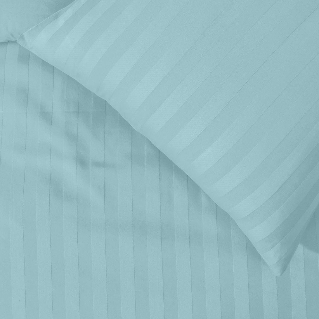 Light Blue Stripe Duvet Cover Set Sateen Comfy