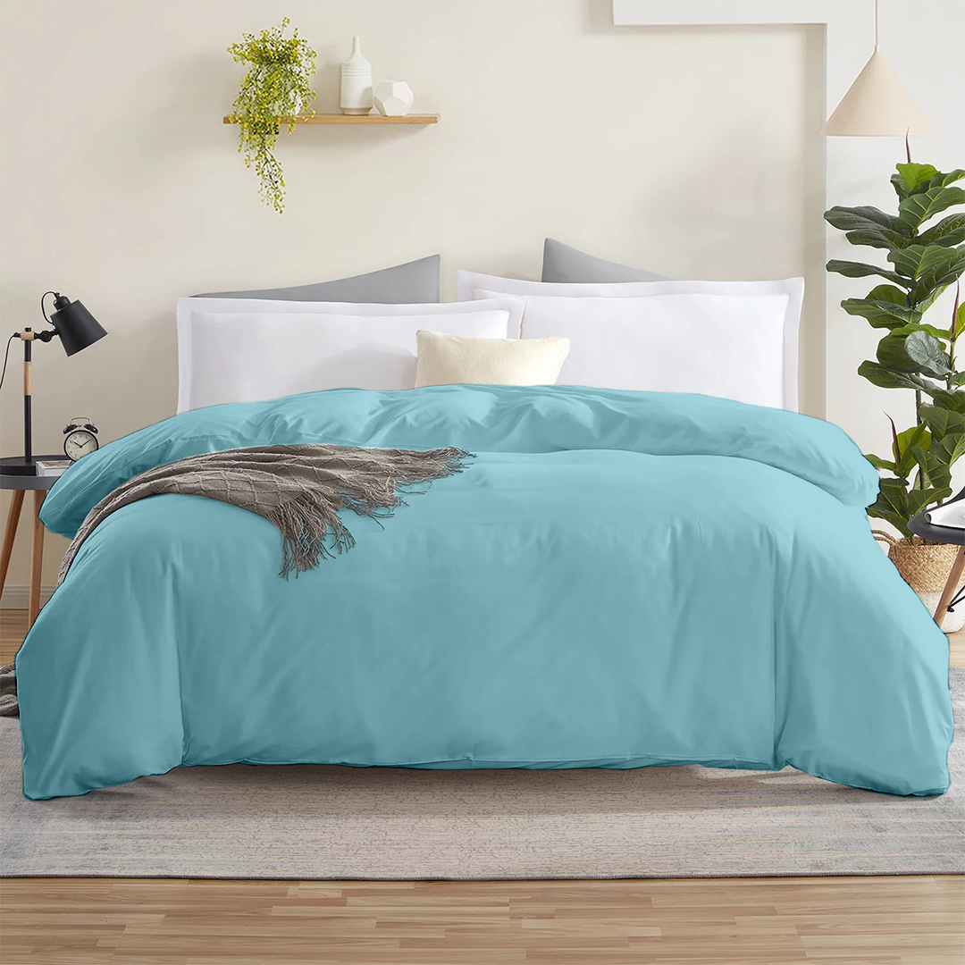 Light Blue Duvet Cover Solid Bliss Sateen