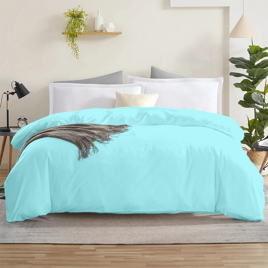 Light Blue Duvet Cover Solid Bliss Sateen