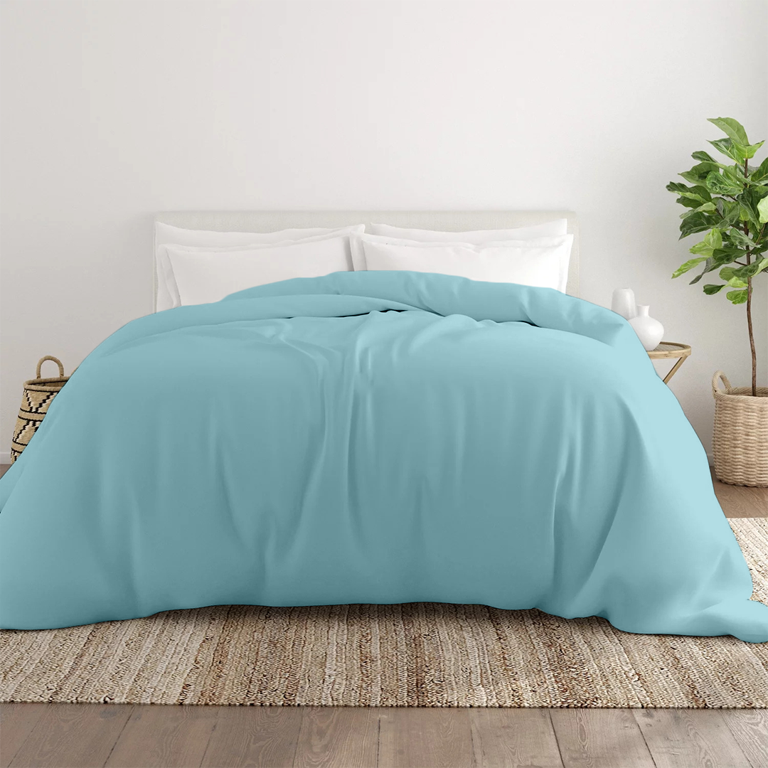 Light Blue Duvet Cover Solid Bliss Sateen