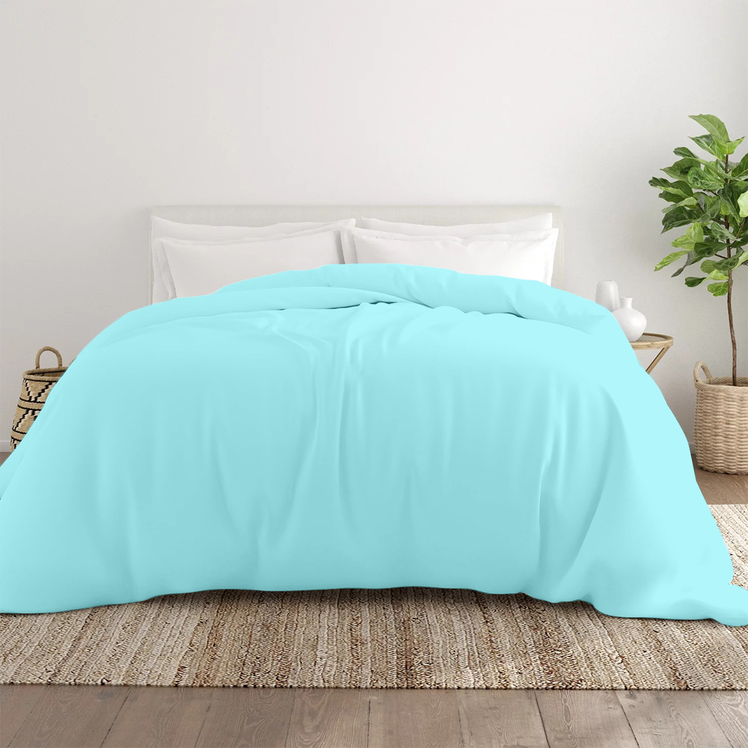 Light Blue Duvet Cover Solid Bliss Sateen