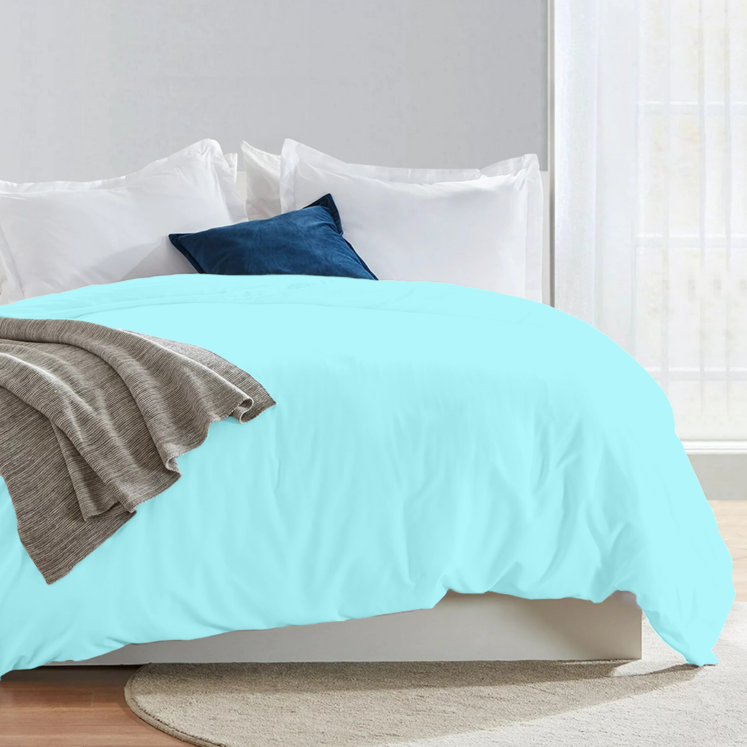 Light Blue Duvet Cover Solid Bliss Sateen