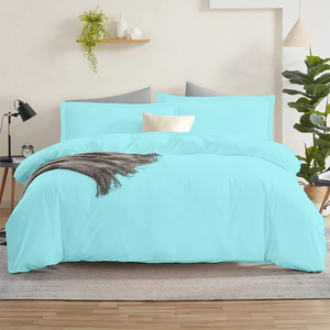 Light Blue Duvet Cover Set Solid Bliss Sateen