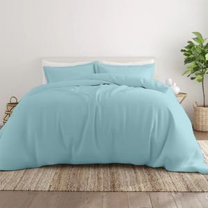 Light Blue Duvet Cover Set Solid Bliss Sateen