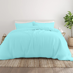 Light Blue Duvet Cover Set Solid Bliss Sateen