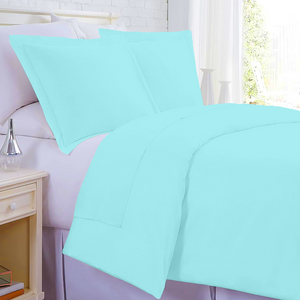 Light Blue Duvet Set with Flat sheet Bliss Solid Sateen