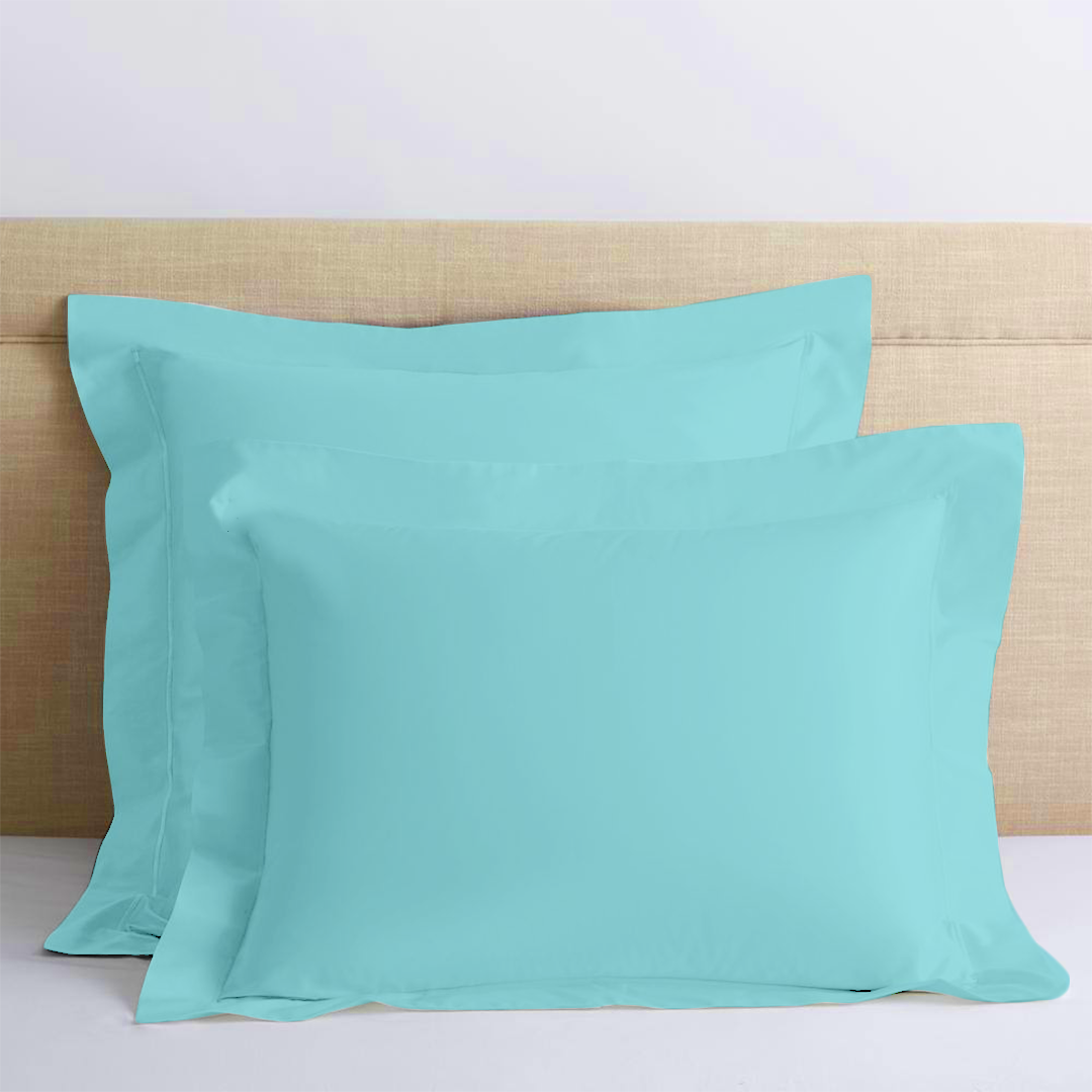 Light Blue Euro Shams Solid Bliss Sateen