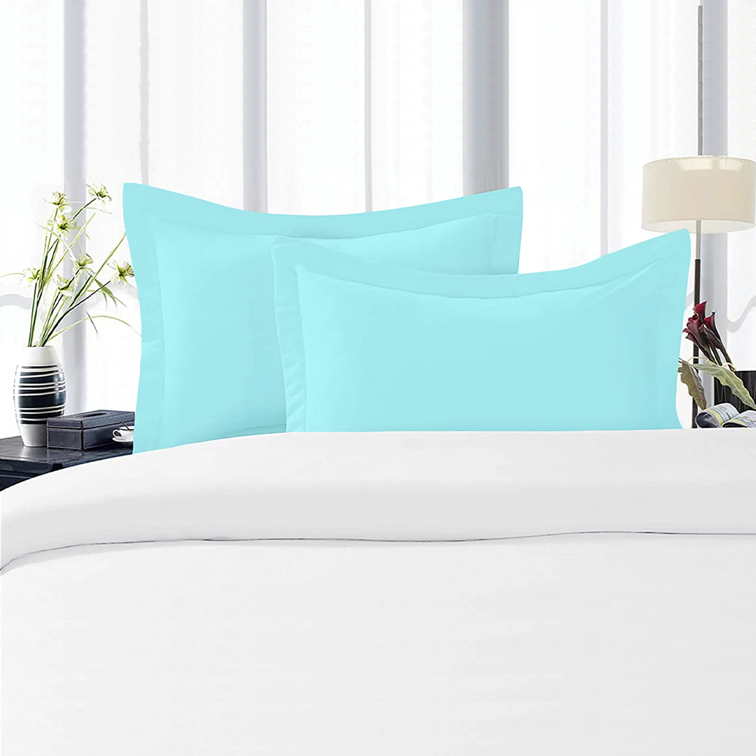 Light Blue Pillow Shams Solid Bliss Sateen