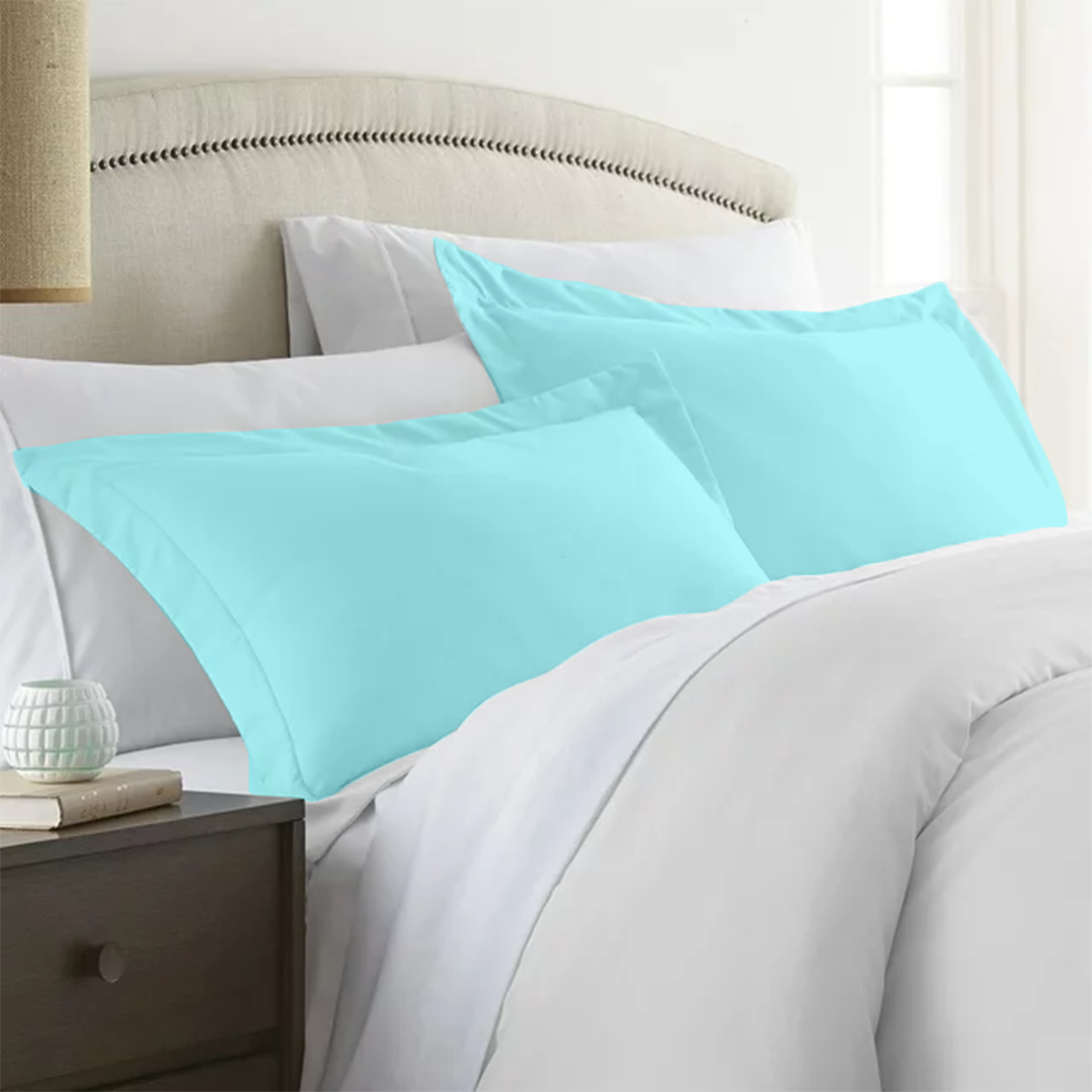 Light Blue Pillow Shams Solid Bliss Sateen