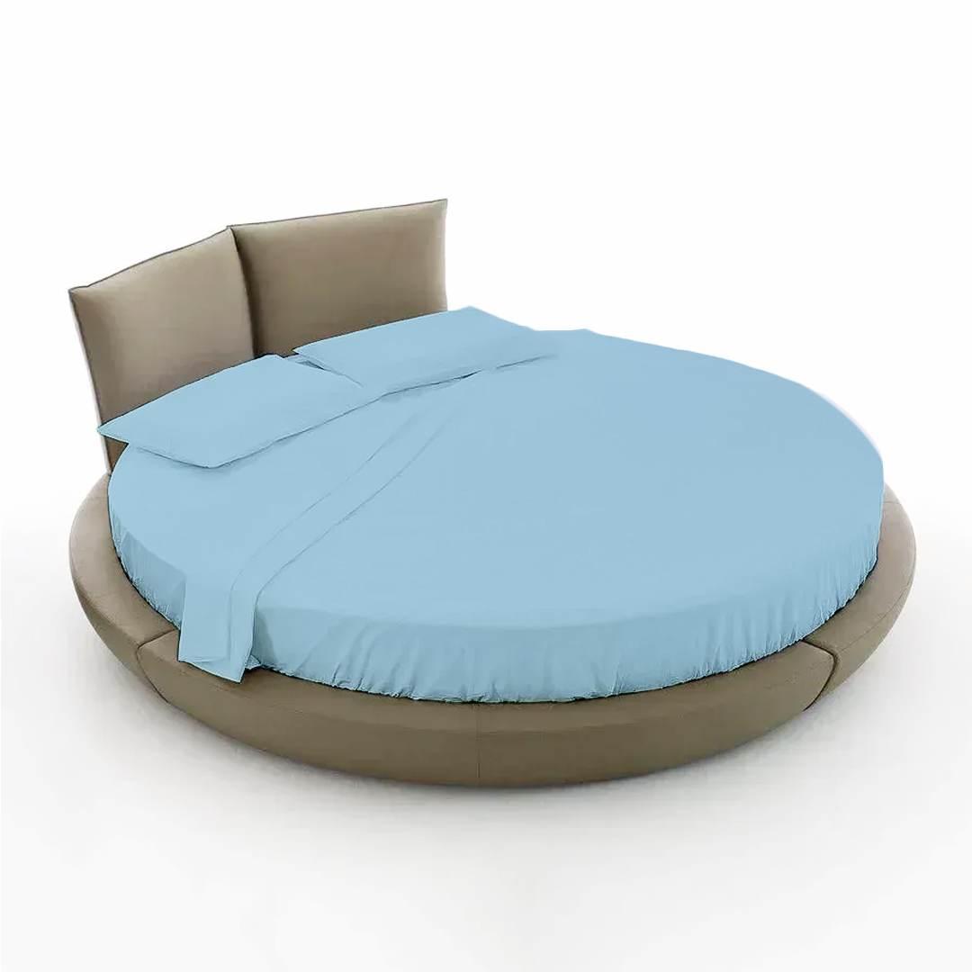 Comfy Round Sheet Set Solid 84 Inch Diameter Light Blue