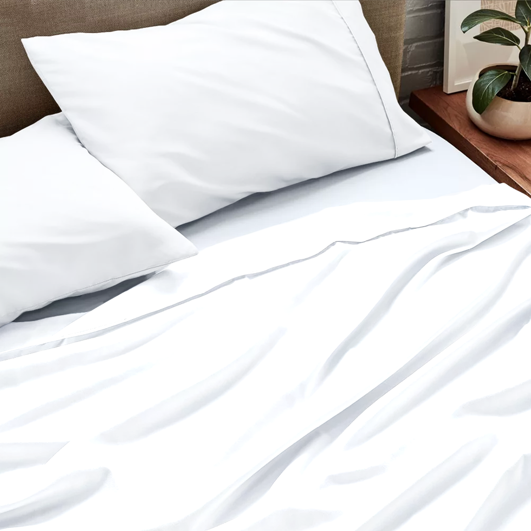 White Flat Sheet Solid Comfy Sateen