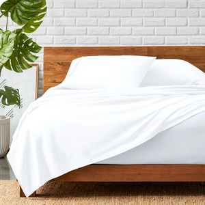 White Flat Sheet with Pillowcase Comfy Solid Sateen