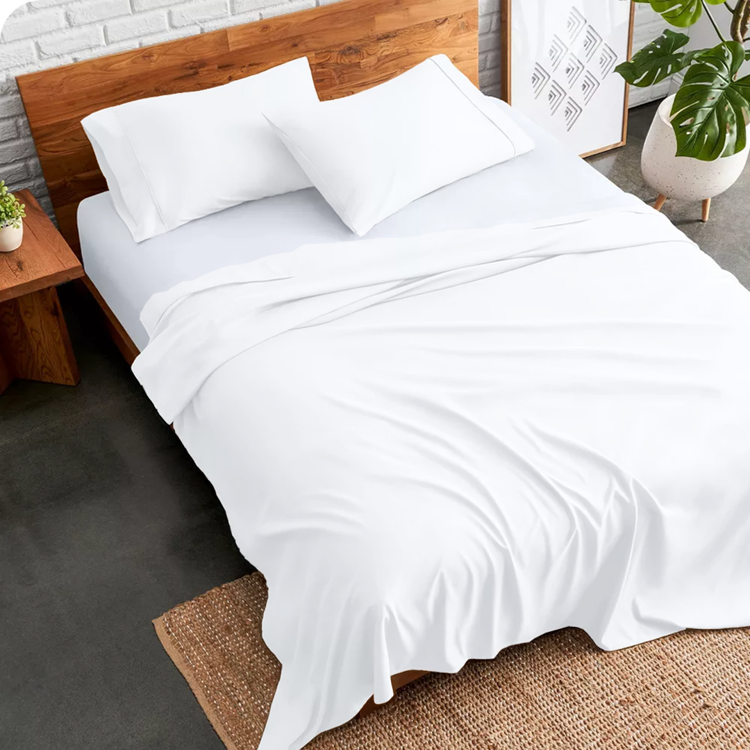 White Flat Sheet Solid Comfy Sateen