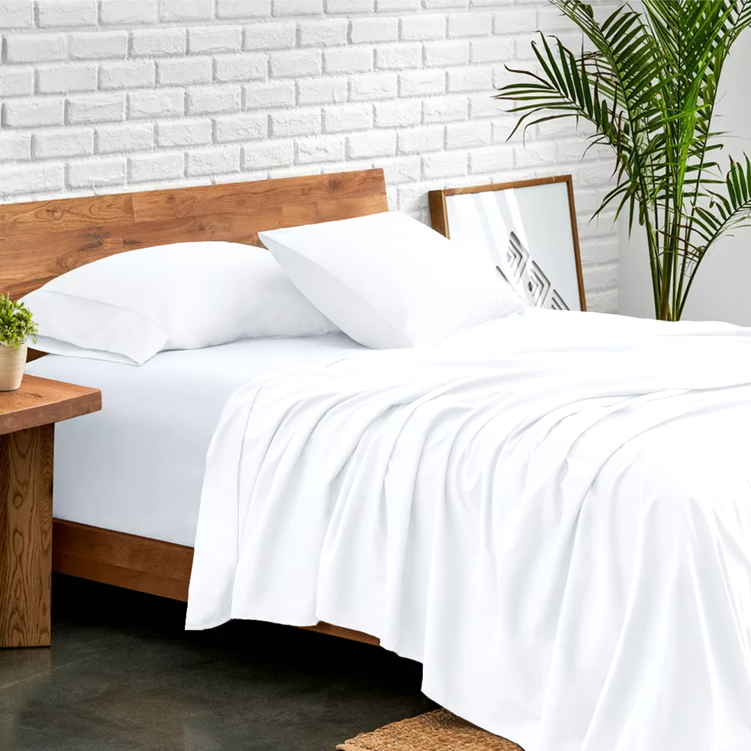 White Flat Sheet Solid Comfy Sateen