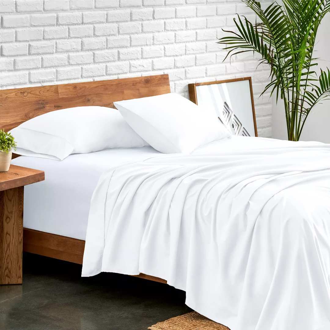 White Flat Sheet with Pillowcase Comfy Solid Sateen