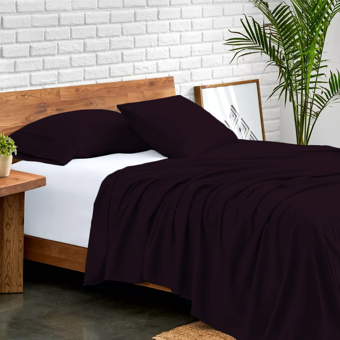 Wine Flat sheet and Pillowcase Solid (Comfy 300TC)