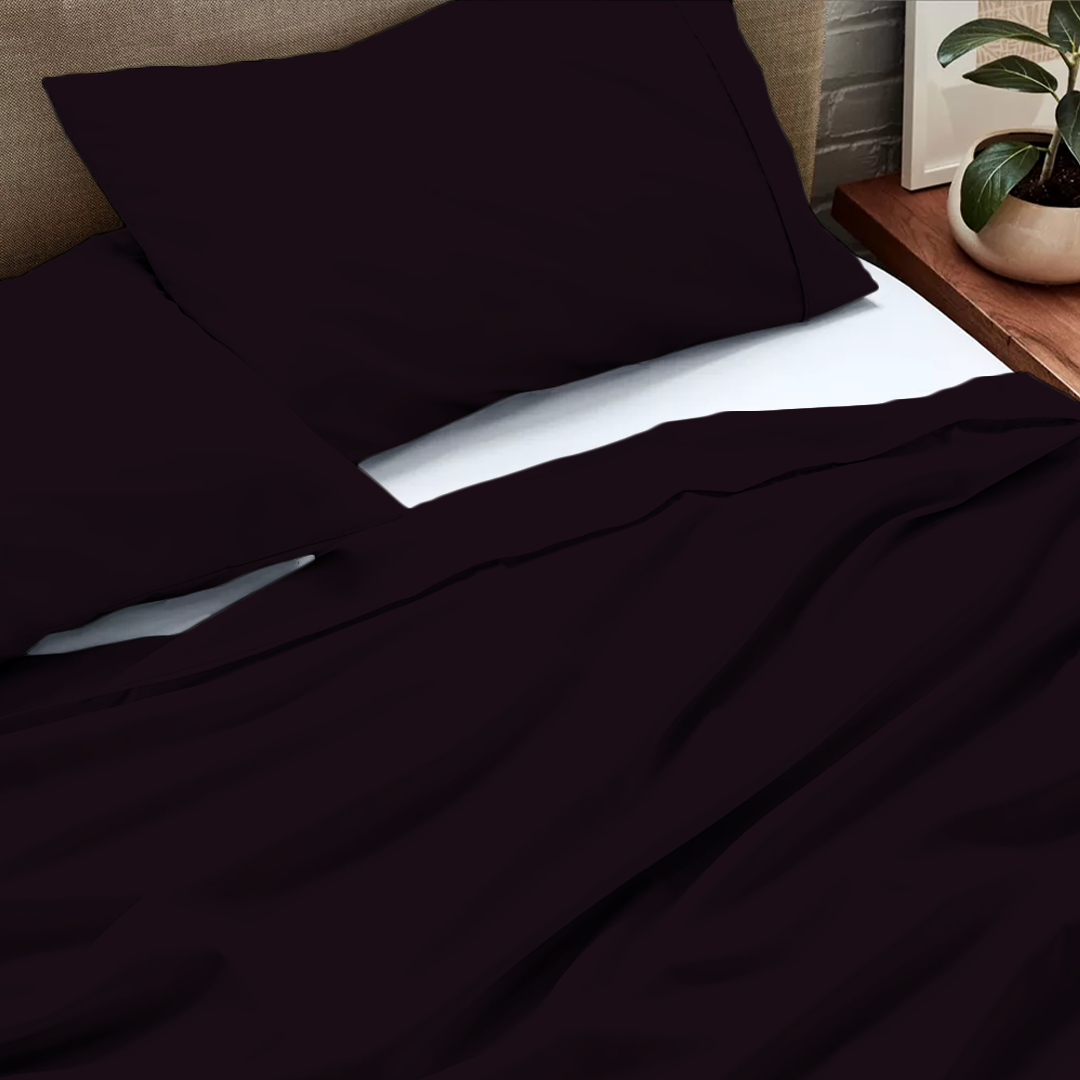 Wine Flat sheet and Pillowcase Solid (Comfy 300TC)