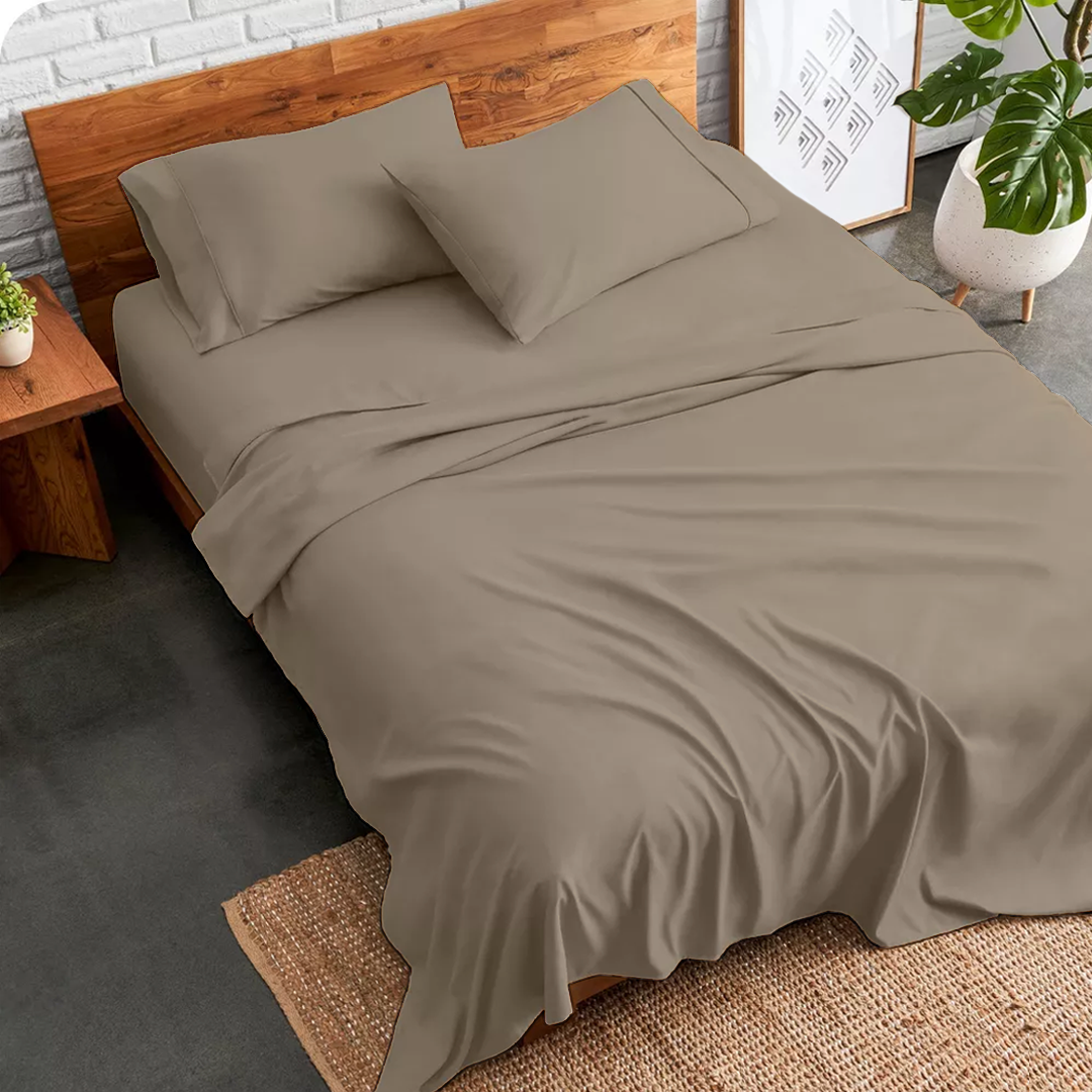 Taupe Sheet Set Bliss Solid Sateen