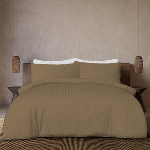 Taupe Stripe Duvet Cover Set Comfy Sateen