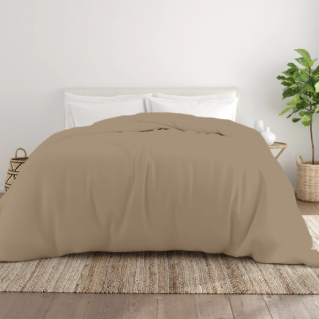 Taupe Duvet Cover Solid Bliss Sateen