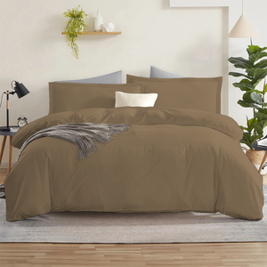 Taupe Duvet Cover Set Solid Bliss Sateen