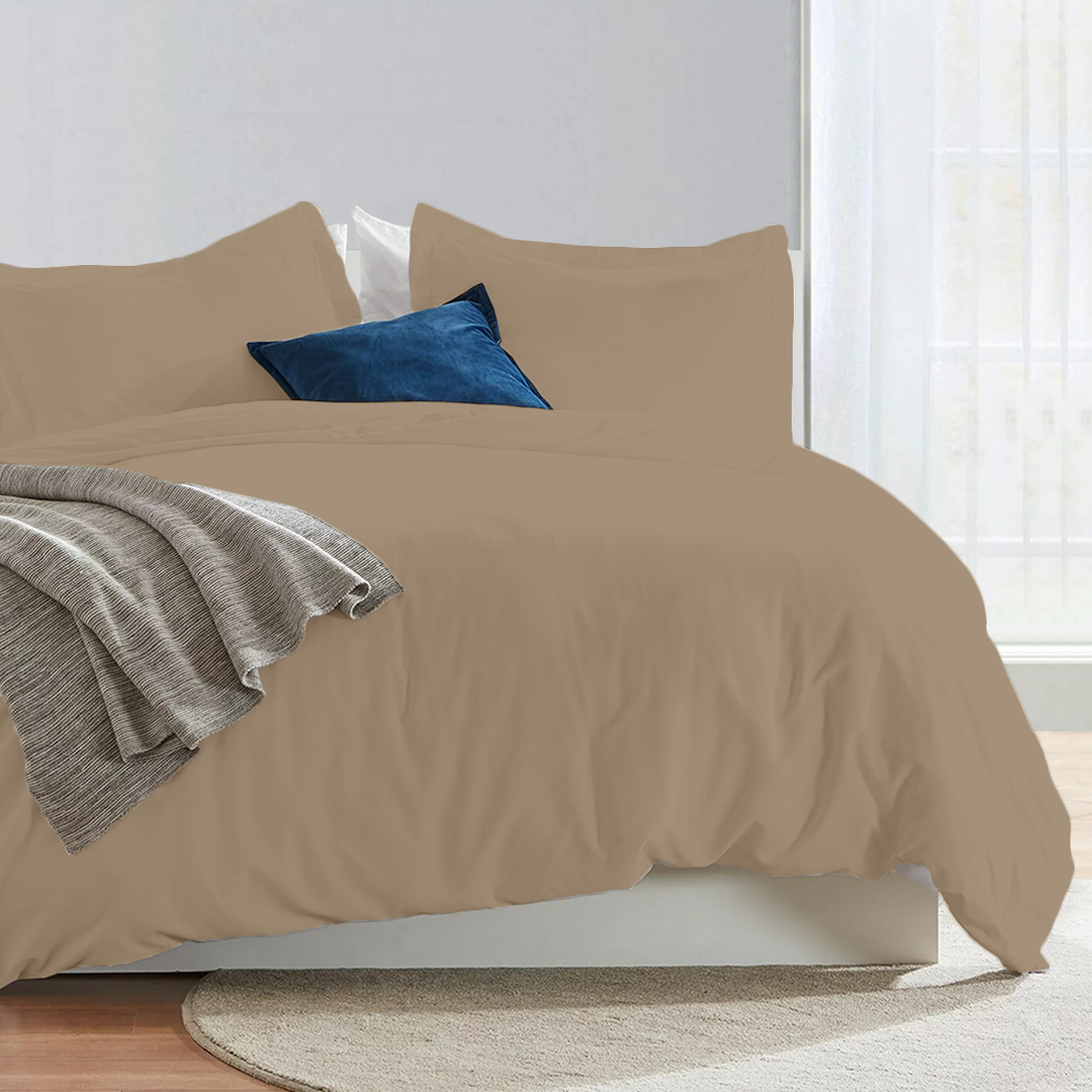 Taupe Duvet Cover Set Solid Bliss Sateen