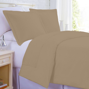 Taupe Duvet Set with Flat Sheet Bliss Solid Sateen