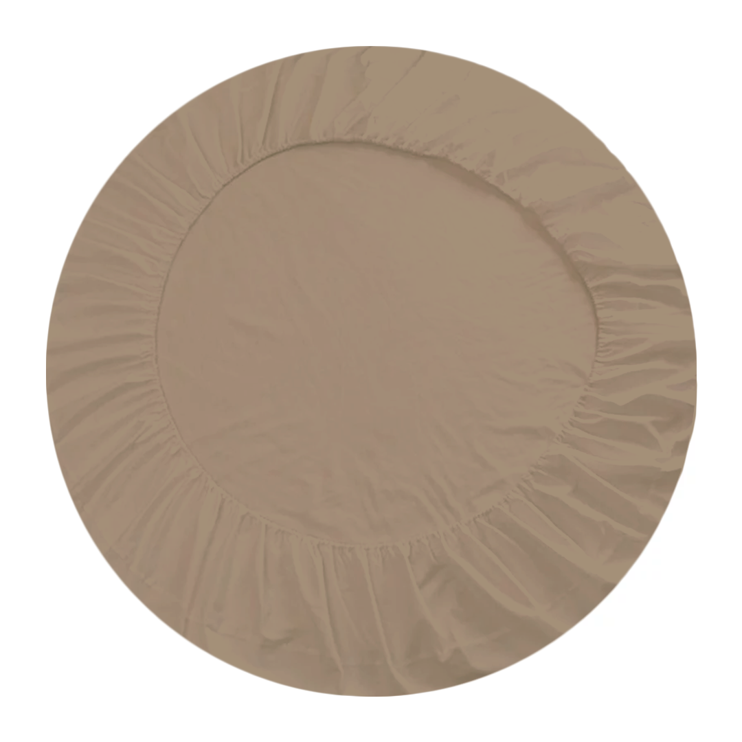 Taupe Round Fitted Sheet Only Solid Bliss Sateen