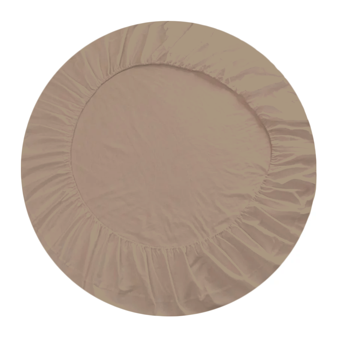 Taupe Round Fitted Sheet Only Comfy Solid Sateen