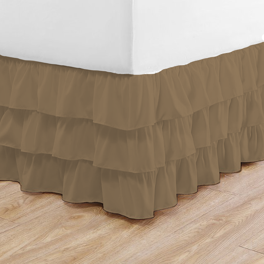 Taupe Multi Ruffle Bed Skirt Bliss Solid